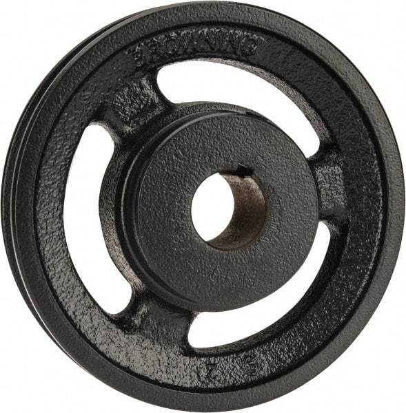 Browning - 7/8" Bore, 1-5/32 Long, 4-3/4" Outside Diam, Finished Bore Single Groove V Belt Sheave - 3/4" Wide, 4.16" Pitch Diam of 3L Belt, 4-1/2" Pitch Diam of 4L Belt - Eagle Tool & Supply