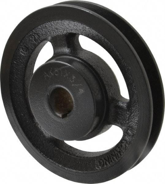 Browning - 3/4" Bore, 1-5/32 Long, 4.95" Outside Diam, Finished Bore Single Groove V Belt Sheave - 3/4" Wide, 4.36" Pitch Diam of 3L Belt, 4.7" Pitch Diam of 4L Belt - Eagle Tool & Supply