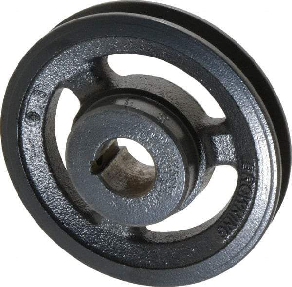 Browning - 1" Bore, 1-5/32 Long, 5.1" Outside Diam, Finished Bore Single Groove V Belt Sheave - 3/4" Wide, 4.36" Pitch Diam of 3L Belt, 4.7" Pitch Diam of 4L Belt - Eagle Tool & Supply