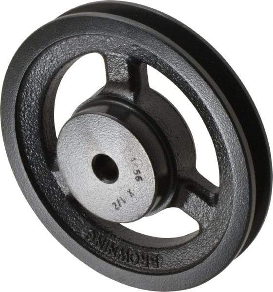 Browning - 1/2" Bore, 1-5/32 Long, 5.45" Outside Diam, Finished Bore Single Groove V Belt Sheave - 3/4" Wide, 4.86" Pitch Diam of 3L Belt, 5.2" Pitch Diam of 4L Belt - Eagle Tool & Supply