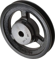 Browning - 1/2" Bore, 1-5/32 Long, 5.45" Outside Diam, Finished Bore Single Groove V Belt Sheave - 3/4" Wide, 4.86" Pitch Diam of 3L Belt, 5.2" Pitch Diam of 4L Belt - Eagle Tool & Supply