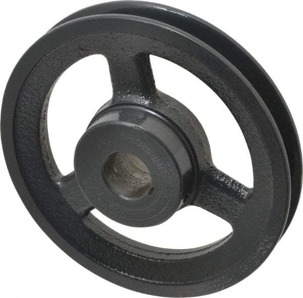 Browning - 7/8" Bore, 1-5/32 Long, 5.45" Outside Diam, Finished Bore Single Groove V Belt Sheave - 3/4" Wide, 4.86" Pitch Diam of 3L Belt, 5.2" Pitch Diam of 4L Belt - Eagle Tool & Supply