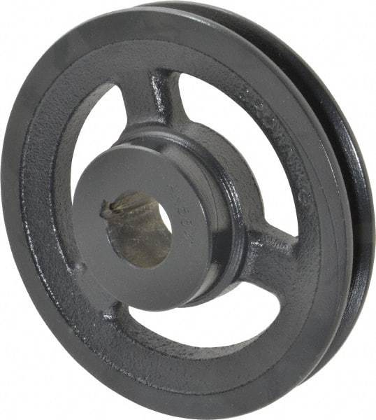 Browning - 1" Bore, 1-5/32 Long, 5.45" Outside Diam, Finished Bore Single Groove V Belt Sheave - 3/4" Wide, 4.86" Pitch Diam of 3L Belt, 5.2" Pitch Diam of 4L Belt - Eagle Tool & Supply