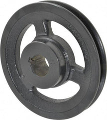 Browning - 1" Bore, 1-5/32 Long, 5.45" Outside Diam, Finished Bore Single Groove V Belt Sheave - 3/4" Wide, 4.86" Pitch Diam of 3L Belt, 5.2" Pitch Diam of 4L Belt - Eagle Tool & Supply