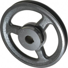 Browning - 3/4" Bore, 1-5/32 Long, 6-1/4" Outside Diam, Finished Bore Single Groove V Belt Sheave - 3/4" Wide, 5.66" Pitch Diam of 3L Belt, 6" Pitch Diam of 4L Belt - Eagle Tool & Supply