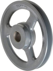 Browning - 7/8" Bore, 1-5/32 Long, 6-1/4" Outside Diam, Finished Bore Single Groove V Belt Sheave - 3/4" Wide, 5.66" Pitch Diam of 3L Belt, 6" Pitch Diam of 4L Belt - Eagle Tool & Supply