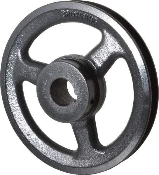 Browning - 1" Bore, 1-5/32 Long, 6-1/4" Outside Diam, Finished Bore Single Groove V Belt Sheave - 3/4" Wide, 5.66" Pitch Diam of 3L Belt, 6" Pitch Diam of 4L Belt - Eagle Tool & Supply