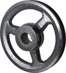 Browning - 1" Bore, 1-5/32 Long, 6-1/4" Outside Diam, Finished Bore Single Groove V Belt Sheave - 3/4" Wide, 5.66" Pitch Diam of 3L Belt, 6" Pitch Diam of 4L Belt - Eagle Tool & Supply