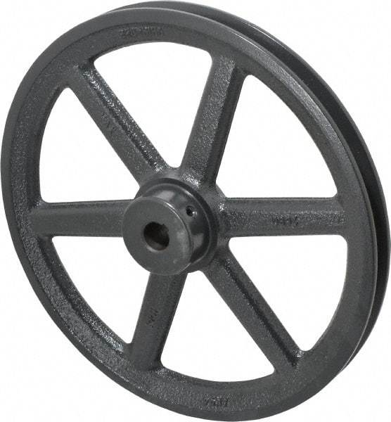 Browning - 5/8" Bore, 1-15/32 Long, 9-1/4" Outside Diam, Finished Bore Single Groove V Belt Sheave - 3/4" Wide, 8.66" Pitch Diam of 3L Belt, 9" Pitch Diam of 4L Belt - Eagle Tool & Supply
