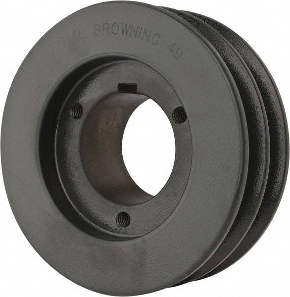 Browning - 2 Groove, 1/2 to 1-3/4 Bore Diam, 4.95" Outside Diam, QD Bushed V Belt Sheave - 4.2 A Diam Belt Pitch - Eagle Tool & Supply