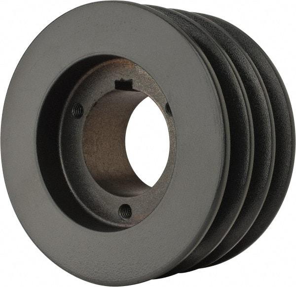 Browning - 3 Groove, 1/2 to 1-3/4 Bore Diam, 4.95" Outside Diam, QD Bushed V Belt Sheave - 4.2 A Diam Belt Pitch - Eagle Tool & Supply
