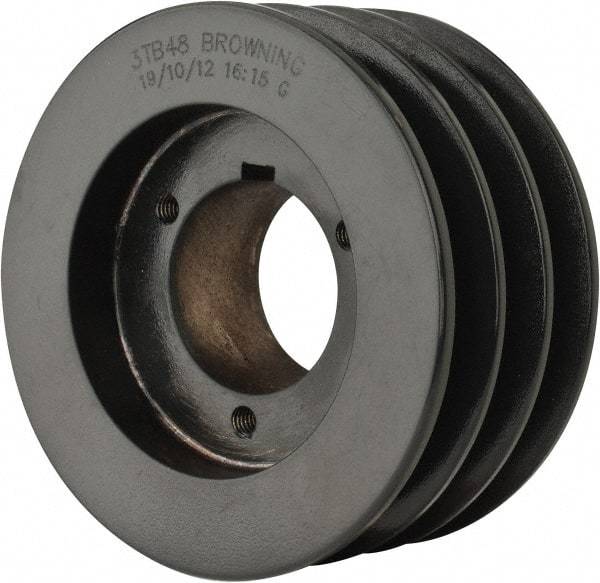 Browning - 3 Groove, 1/2 to 1-3/4 Bore Diam, 5.15" Outside Diam, QD Bushed V Belt Sheave - 4.4 A Diam Belt Pitch - Eagle Tool & Supply