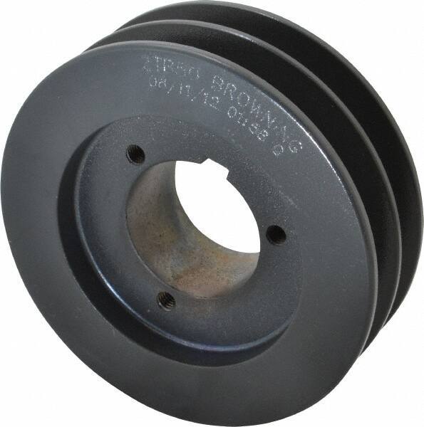 Browning - 2 Groove, 1/2 to 1-3/4 Bore Diam, 5.35" Outside Diam, QD Bushed V Belt Sheave - 4.6 A Diam Belt Pitch - Eagle Tool & Supply
