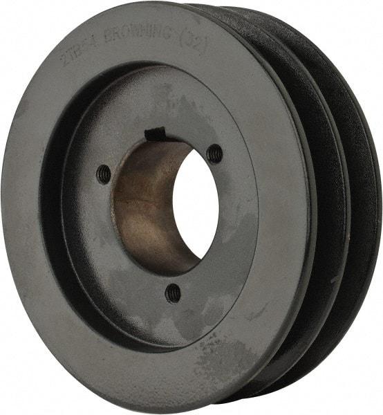 Browning - 2 Groove, 1/2 to 1-1/2 Bore Diam, 5-3/4" Outside Diam, QD Bushed V Belt Sheave - 5.0 A Diam Belt Pitch - Eagle Tool & Supply