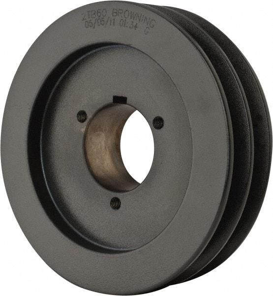Browning - 2 Groove, 1/2 to 1-3/4 Bore Diam, 6.35" Outside Diam, QD Bushed V Belt Sheave - 5.6 A Diam Belt Pitch - Eagle Tool & Supply
