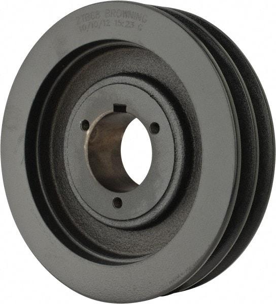Browning - 2 Groove, 1/2 to 1-3/4 Bore Diam, 7.15" Outside Diam, QD Bushed V Belt Sheave - 6.4 A Diam Belt Pitch - Eagle Tool & Supply