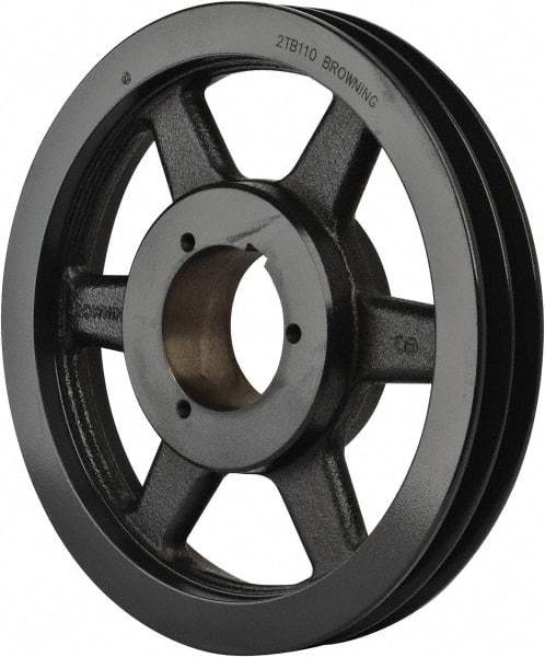 Browning - 2 Groove, 3/4 to 2-11/16 Bore Diam, 11.35" Outside Diam, QD Bushed V Belt Sheave - 10.6 A Diam Belt Pitch - Eagle Tool & Supply