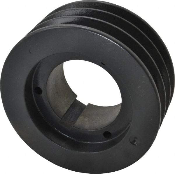 Browning - 3 Groove, 3/4 to 2-11/16 Bore Diam, 5-3/4" Outside Diam, QD Bushed V Belt Sheave - 5.0 A Diam Belt Pitch - Eagle Tool & Supply