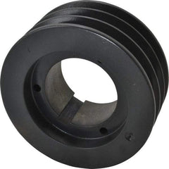 Browning - 3 Groove, 3/4 to 2-11/16 Bore Diam, 5-3/4" Outside Diam, QD Bushed V Belt Sheave - 5.0 A Diam Belt Pitch - Eagle Tool & Supply