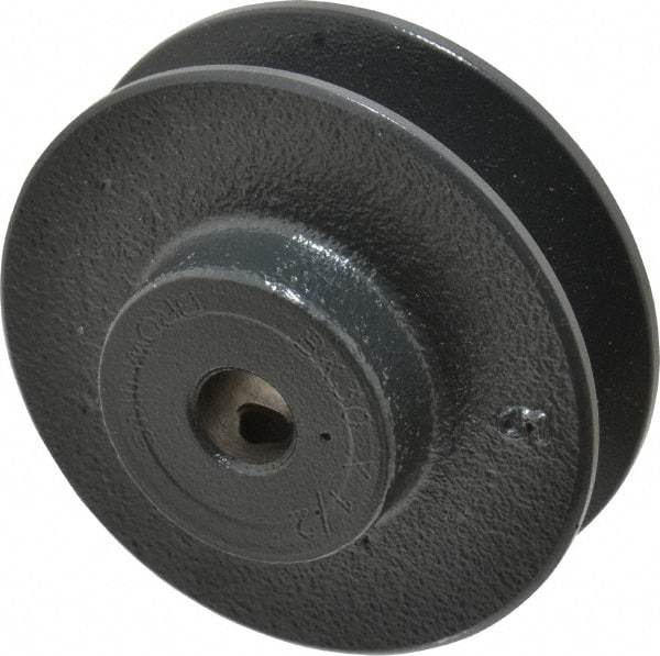 Browning - 1/2" Bore, 1-1/16 Long, 3.15" Outside Diam, Finished Bore Single Groove V Belt Sheave - 13/16" Wide, 2.8 Belt Pitch B, 2.4" Pitch Diam of 4L Belt - Eagle Tool & Supply