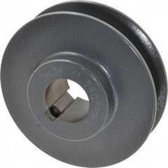 Browning - 1" Bore, 1-5/32 Long, 3.55" Outside Diam, Finished Bore Single Groove V Belt Sheave - 7/8" Wide, 3.2 Belt Pitch B, 2.8" Pitch Diam of 4L Belt - Eagle Tool & Supply
