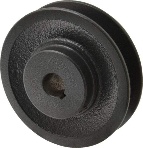 Browning - 5/8" Bore, 1-5/32 Long, 3-3/4" Outside Diam, Finished Bore Single Groove V Belt Sheave - 7/8" Wide, 3.4 Belt Pitch B, 3" Pitch Diam of 4L Belt - Eagle Tool & Supply