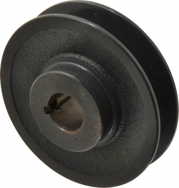 Browning - 7/8" Bore, 1-5/32 Long, 3.95" Outside Diam, Finished Bore Single Groove V Belt Sheave - 7/8" Wide, 3.6 Belt Pitch B, 3.2" Pitch Diam of 4L Belt - Eagle Tool & Supply