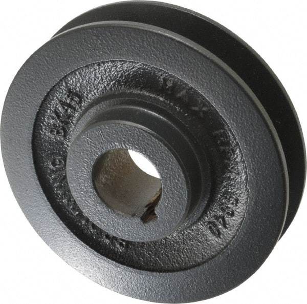 Browning - 1" Bore, 1-5/32 Long, 4-1/4" Outside Diam, Finished Bore Single Groove V Belt Sheave - 7/8" Wide, 3.9 Belt Pitch B, 3-1/2" Pitch Diam of 4L Belt - Eagle Tool & Supply