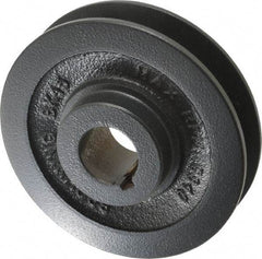 Browning - 1" Bore, 1-5/32 Long, 4-1/4" Outside Diam, Finished Bore Single Groove V Belt Sheave - 7/8" Wide, 3.9 Belt Pitch B, 3-1/2" Pitch Diam of 4L Belt - Eagle Tool & Supply