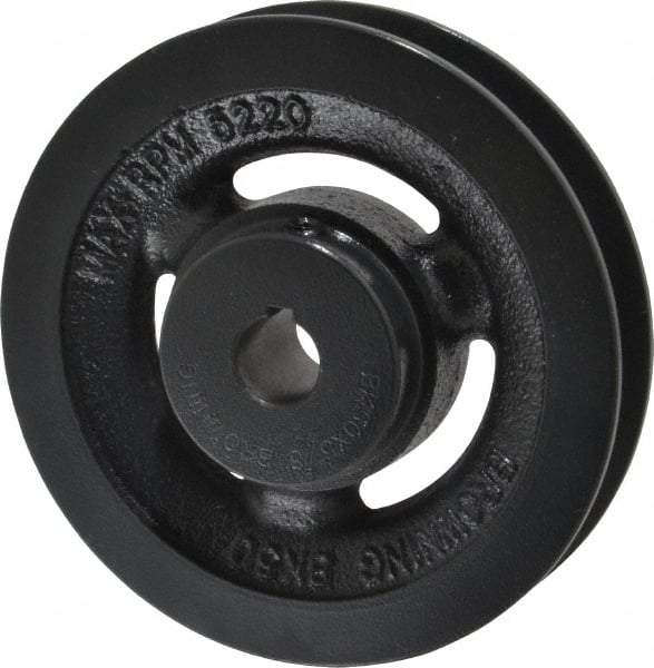 Browning - 5/8" Bore, 1-5/32 Long, 5" Outside Diam, Finished Bore Single Groove V Belt Sheave - 7/8" Wide, 4.4 Belt Pitch B, 4" Pitch Diam of 4L Belt - Eagle Tool & Supply