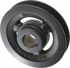 Browning - 1" Bore, 1-5/32 Long, 4-3/4" Outside Diam, Finished Bore Single Groove V Belt Sheave - 7/8" Wide, 4.4 Belt Pitch B, 4" Pitch Diam of 4L Belt - Eagle Tool & Supply