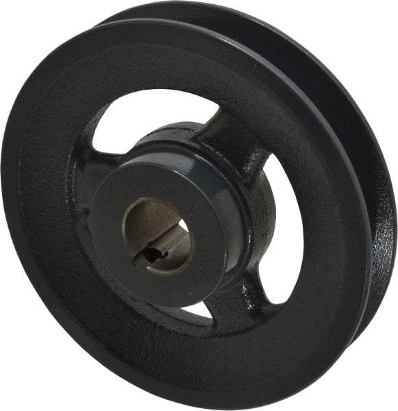 Browning - 7/8" Bore, 1-5/32 Long, 4.95" Outside Diam, Finished Bore Single Groove V Belt Sheave - 7/8" Wide, 4.6 Belt Pitch B, 4.2" Pitch Diam of 4L Belt - Eagle Tool & Supply