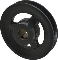 Browning - 7/8" Bore, 1-5/32 Long, 4.95" Outside Diam, Finished Bore Single Groove V Belt Sheave - 7/8" Wide, 4.6 Belt Pitch B, 4.2" Pitch Diam of 4L Belt - Eagle Tool & Supply
