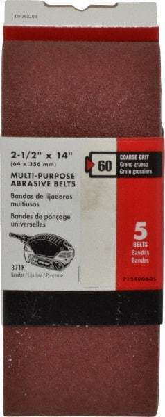 Porter-Cable - 2-1/2" Wide x 14" OAL, 60 Grit, Aluminum Oxide Abrasive Belt - Aluminum Oxide, Medium, Coated, X Weighted Cloth Backing - Eagle Tool & Supply