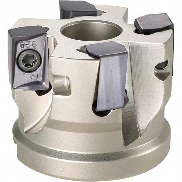 Iscar - 4 Inserts, 2-1/2" Cut Diam, 1" Arbor Diam, 0.642" Max Depth of Cut, Indexable Square-Shoulder Face Mill - 0/90° Lead Angle, 1-3/4" High, H490 AN.X 17 Insert Compatibility, Through Coolant, Series Helido - Eagle Tool & Supply