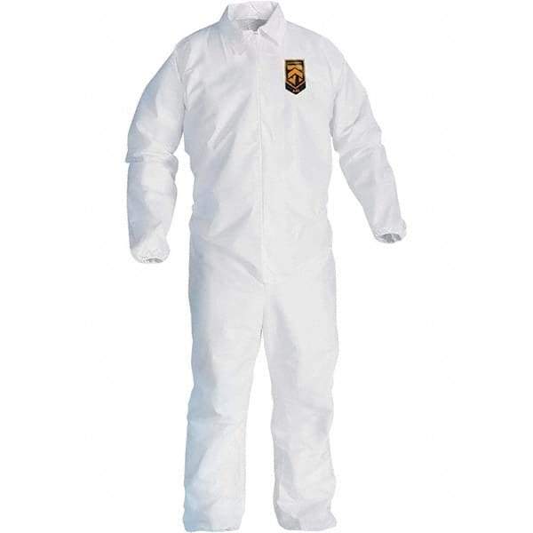 KleenGuard - Size 2XL Film Laminate General Purpose Coveralls - White, Zipper Closure, Elastic Cuffs, Elastic Ankles, Serged Seams - Eagle Tool & Supply