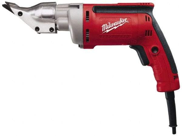 Milwaukee Tool - 2,500 SPM, 120 Volt, Pistol Grip Handle, Handheld Electric Shear - 18 Gauge (Steel) & 20 Gauge (Stainless Steel) Cutting Capacity - Eagle Tool & Supply