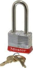 Master Lock - Keyed Different Retaining Key Conductive Lockout Padlock - 2" Shackle Clearance, 9/32" Shackle Diam, 1-1/4" Body Height x 1-9/16" Body Width, Red, 4 Pins - Eagle Tool & Supply