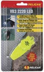Pelican Products, Inc. - White LED Bulb, 6 Lumens, Hands-free Flashlight - Yellow Plastic Body, 2 Button/Coin Cell Lithium Batteries Included - Eagle Tool & Supply