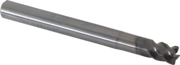 OSG - 1/4", 4 Flute, Solid Carbide, 0.02" Corner Radius End Mill - 2-1/2" OAL, 45° Helix, Right Hand Flute, 1/4" LOC, Right Hand Cut, 3/4" Extended Reach - Eagle Tool & Supply