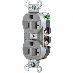 Hubbell Wiring Device-Kellems - 125V 20A NEMA 5-20R Industrial Grade Gray Straight Blade Duplex Receptacle - Eagle Tool & Supply