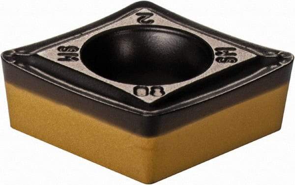 Iscar - CCMT3-2 SM Grade IC8250 Carbide Turning Insert - TiCN/Al2O3/TiN Finish, 80° Diamond, 3/8" Inscr Circle, 5/32" Thick, 1/32" Corner Radius - Eagle Tool & Supply