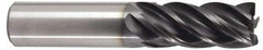Kennametal - 1/2", 5 Flute, Single End, Solid Carbide, 0.015" Corner Radius End Mill - 3" OAL, 38° Helix, Right Hand Flute, 1-1/4" LOC, Right Hand Cut - Eagle Tool & Supply