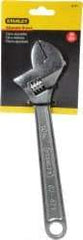 Stanley - 1-1/4" Jaw Capacity, 10" Standard Adjustable Wrench - Chrome Vanadium Steel, Chrome Finish, 10-1/8" OAL - Eagle Tool & Supply