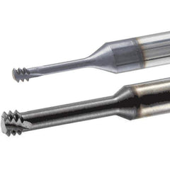 Iscar - #8-36 UNF, 0.13" Cutting Diam, 3 Flute, Solid Carbide Helical Flute Thread Mill - Internal Thread, 0.35" LOC, 2-1/2" OAL, 1/4" Shank Diam - Eagle Tool & Supply