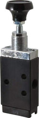 Parker - 0.20 CV Rate, 1/8" NPT Inlet Direct Air 2 Mechanical Spool Valve - 3 Way, 2 Position, Button Spring Return, 150 Max psi - Eagle Tool & Supply