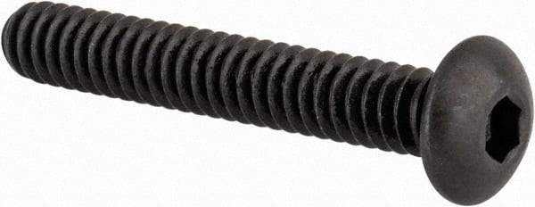 Made in USA - #10-24 UNC Hex Socket Drive, Button Screw - Alloy Steel, Black Oxide Finish, Fully Threaded, 1-1/4" Length Under Head - Eagle Tool & Supply