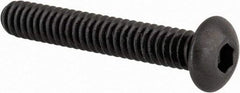 Made in USA - #10-24 UNC Hex Socket Drive, Button Screw - Alloy Steel, Black Oxide Finish, Fully Threaded, 1-1/4" Length Under Head - Eagle Tool & Supply