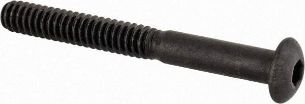 Made in USA - #10-24 UNC Hex Socket Drive, Button Screw - Alloy Steel, Black Oxide Finish, Fully Threaded, 1-3/4" Length Under Head - Eagle Tool & Supply