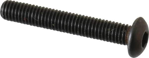 Made in USA - #10-32 UNF Hex Socket Drive, Button Screw - Alloy Steel, Black Oxide Finish, Fully Threaded, 1-1/4" Length Under Head - Eagle Tool & Supply
